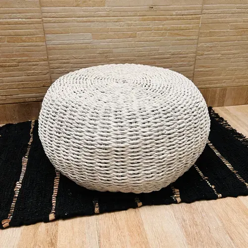 Puf Artesanal 45 Cm Pintado D Fibra Nartual Banco Mesa Zen