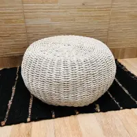 Puf Artesanal 45 Cm Pintado D Fibra Nartual Banco Mesa Zen