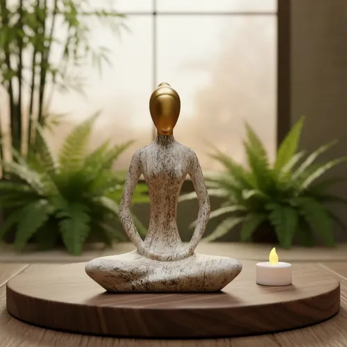 Figura Yoga De Indonesia Estatuilla Reiki Meditación Pushkar Marrón Claro