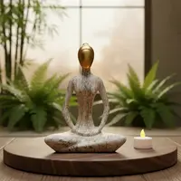 Figura Yoga De Indonesia Estatuilla Reiki Meditación Pushkar Marrón Claro