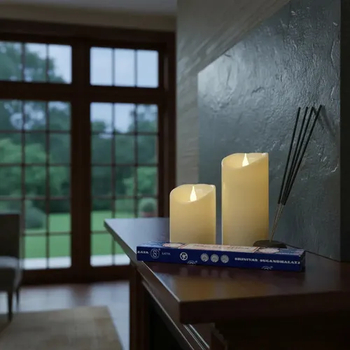 Juego X 2 Velas Led Con Movimiento A Pila Fanal Farol Zen