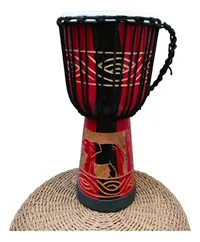 Djembe Instrumento Artesanal Importado De India Tambor Rojo