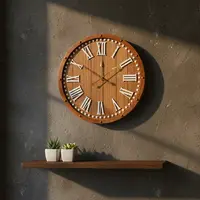 Reloj Importado De Pared Imponente Deco Madera Pushkar Marrón