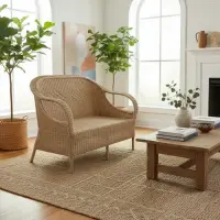 Sillon Doble Hecho En Fibra Natural Kraft 100% Artesanal Brodery Marrón