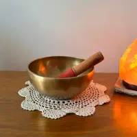 Cuenco Tibetano Artesanal Metal Importado Oriental Himalaya Dorado