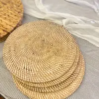 Plato De Sitio Fibra Natural 35 Cm Individual Importado Zen Marrón Claro