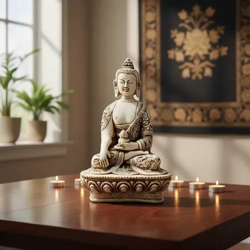 Buda 27 Cm En Resina De India Estatuilla Importada Artesanal Blanco