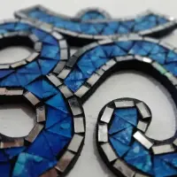 Cuadro Decorativo Om Venecitas Importado Indonesia Artesanal Azul