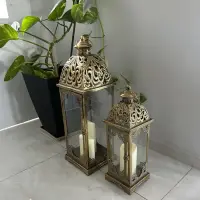 Fanal De India Importado Oriente Portavelas Estilo Marroquí  Dorado Oscuro