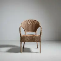 Sillón Artesanal Fibra Natural Y Caña Apto Galería Silla  Natural / Madera Clara Tejido Trenzado