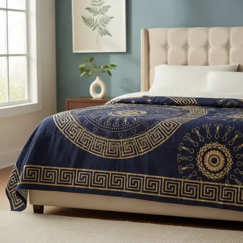 Manta Cubrecama De Algodón Hindu 2y1/2p Mandala Cubresillon