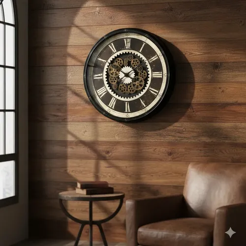 Reloj Importado Gigante De Pared Imponente Decoración Madera Negro