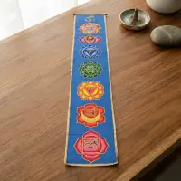 Tapiz Pared Largo 7 Chakras Banderín Importado India Deco Azul Liso
