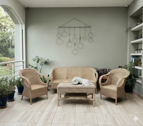 Set Sillon Triple + 2 Sillones Simples + Mesa Pushkar Tienda Marrón