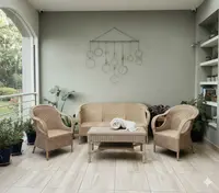 Set Sillon Triple + 2 Sillones Simples + Mesa Pushkar Tienda Marrón