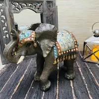Estatua Elefante Replica Manto Con Fantasias 100% Artesanal Gris