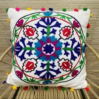 Almohadónes De India Rellenos Bordados 50x50 Cm 