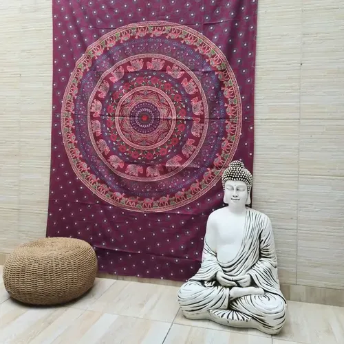 Manta Hindu Cubre Cama 1 Pl Mandala Algodón India Lona Tapiz