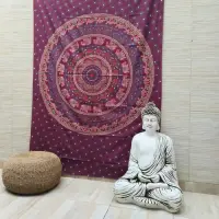 Manta Hindu Cubre Cama 1 Pl Mandala Algodón India Lona Tapiz
