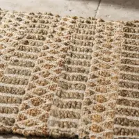 Alfombra Importada De India 100% Artesanal Tejida En Yute 90 Cm 60 M Beige