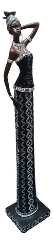 Estatuilla Africana Imagen Importada Oriente 68 Cm Fantasias Negro