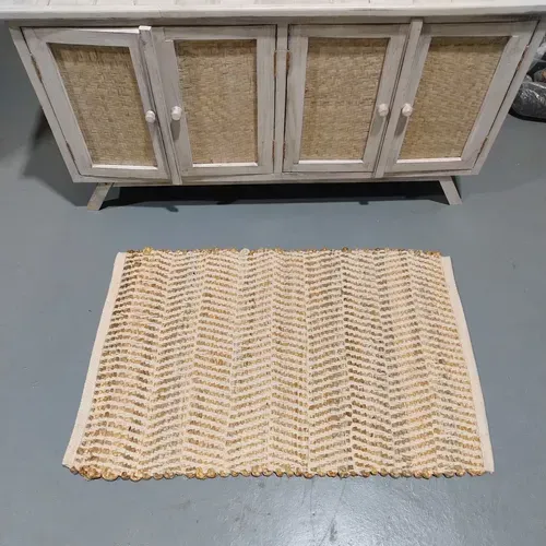 Alfombra Importada De India 100% Artesanal Tejida En Yute 90 Cm 60 Cm Beige