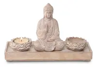 Estatua Buda Porta Vela Importado Decoración Pushkar Tienda Marrón Claro