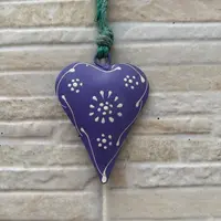 Movil Corazones Tira Metal Pintado Deco De India Artesanal Violeta