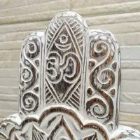 Colgante Mano De Fatima Aplique Importado Oriente Cuadro Plateado