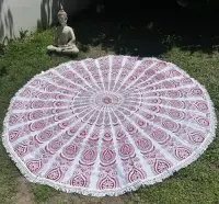 Manta Circular Hindú 2 Metros  Mandala De India Flor De Loto