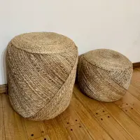 Puff Natural Yute Rustico Importado Banco Mesa Artesanal Modelo 4
