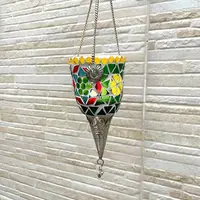 Fanal Venecitas Portavela Colgante Importado India  35x7cm Rojo