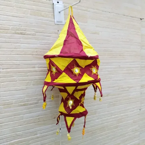 Lampara Pantalla De India De 2 Pisos En Tela Importada Hindu