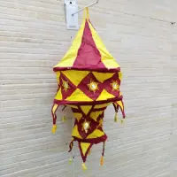 Lampara Pantalla De India De 2 Pisos En Tela Importada Hindu