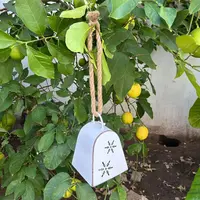 Cencerro Móvil De India Campana Decorativa Metal Soga Yute Blanco