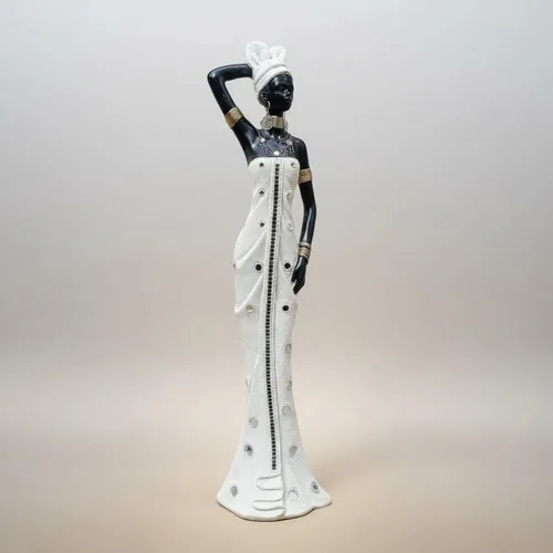 Estatuilla Imagen Africana Importada Oriente 40 Cm Fantasias Blanco