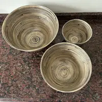 Set X 3 Unidades Bowl Bamboo Importado Bandejas Apilables Marrón