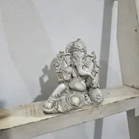 Estatuilla Resina Ganesha Traída D India Apto Exterior Blanco