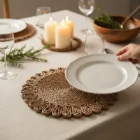 Plato De Sitio Individuales Importado 35 Cm Seagrass Marrón Claro