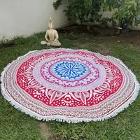 Manta Circular Hindú 2 Metros  Mandala De India Flor De Loto