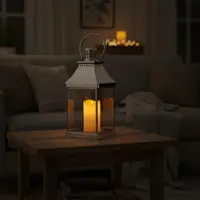 Fanal Acero De 45 Cm Porta Vela Farol Importado Hindu  Plateado