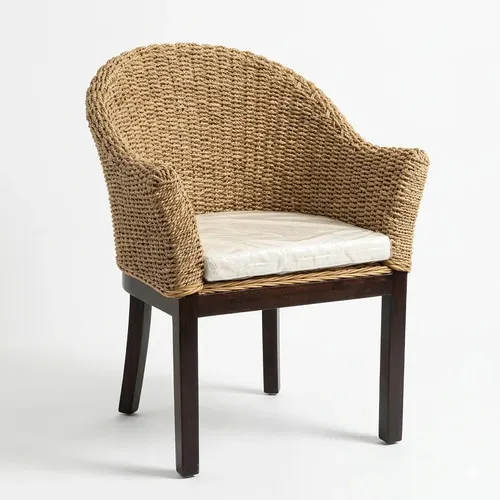 Sillon Artesanal De Indonesia Seagrass/madera Pushkar Tienda Marrón