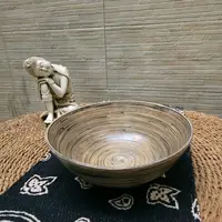 Bowl Grande De Bamboo Importado Bandejas Apilables Marrón