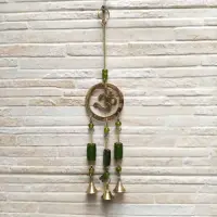 Movil Llamador Colgante Bronce Y Vitro India Buda-om-ganesha Verde Om