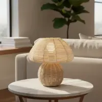 Velador Artesanal Rattan Indonesia Artesanal Tendencia Impor Marrón Claro