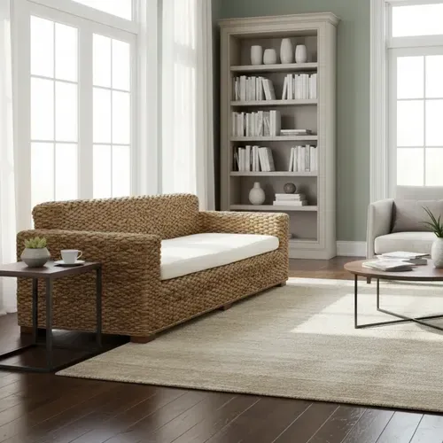 Sillón Triple De Seagrass Importado Indonesia Pushkar Tienda Marrón
