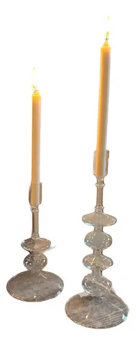 Candelabro Para Velas Vidrio Importado Pushkar Tienda Deco Transparente
