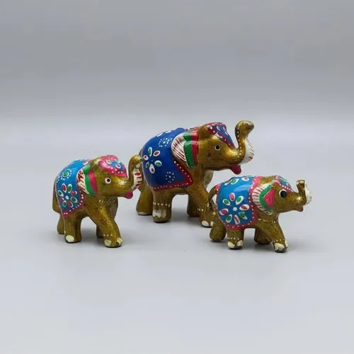 Set De 3 Elefantes De Resina Importados De India Abundancia