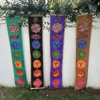 Tapiz Pared Largo 7 Chakras Banderín Importado India Deco Azul Liso