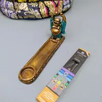 Porta Sahumerios De Resina Indonesia Artesanal Import Regalo Turquesa Buda